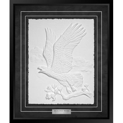 Majestic Flight (Black/Black) - Cast Paper Sculptured Art - Shadowbox Award 22"x26"