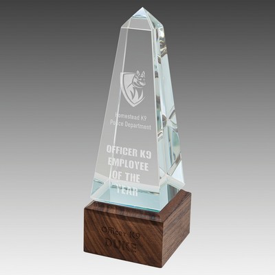 9" Obelisk Sierra Glass with Walnut Base