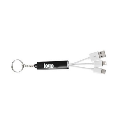 3-In-1 Light-Up Charging Cable W/ Keychain