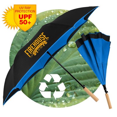 The Enviro Inversa Eco-Friendly Inverted Umbrella w/Bamboo Handle - Auto-Open Reverse Closing