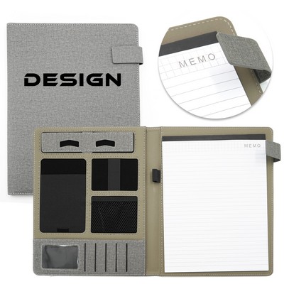 Gray Fabric Contract Folder with Multifunctional Design
