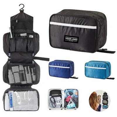 Hanging Compact Toiletry Bag with Multiple Compartments for Travel