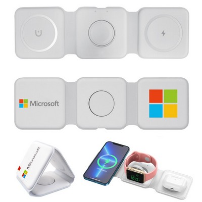 Portable 3 in 1 Magnetic Wireless Charger Pad