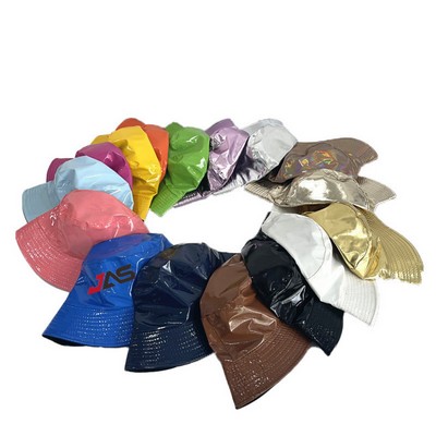 PU Leather Metallic Bucket Hat