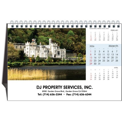 Travel Destination 2026 Desktop Calendar w/Full Color Hardboard Easel