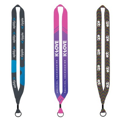 3/4" Dye-Sublimated Lanyard with Metal Crimp & Metal Split-Ring
