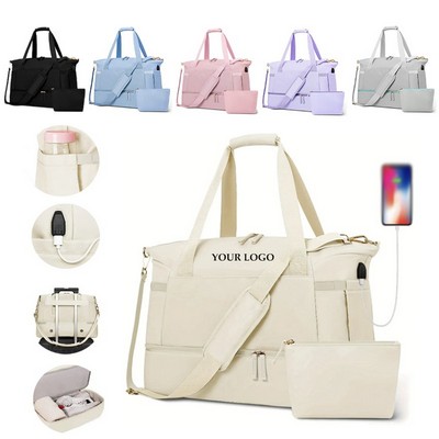 Sports Travel Duffel Bag with USB Charging Port