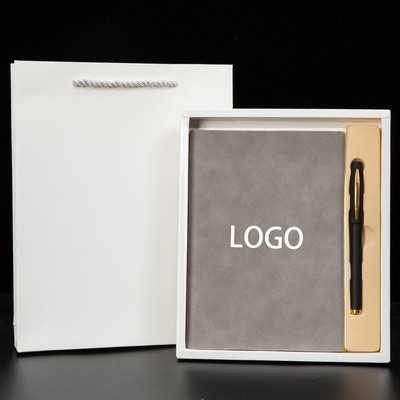 Soft Leather Business A5 Notebook Journal Gift Set