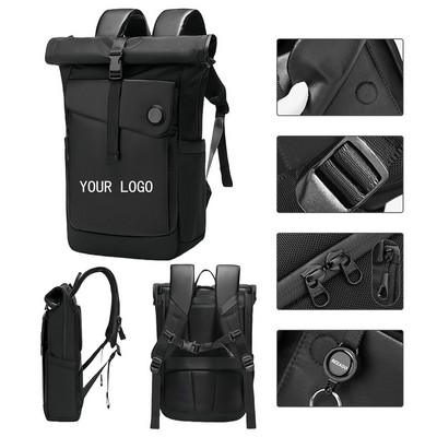 Roll Top Lightweight Water-Resistant Commute Expandable Backpack