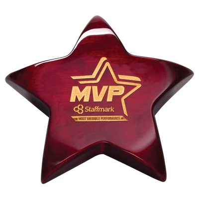 Rosewood Piano Finish Star Paperweight with Felt Bottom