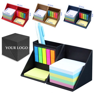 Cube Shape Sticky Note Pad Pen Holder Set