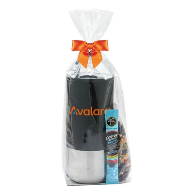 16 Oz. Stainless Steel Tumbler w/Metal Straw Gift Set - 4C® Sugar Free Energy Rush Packet & More