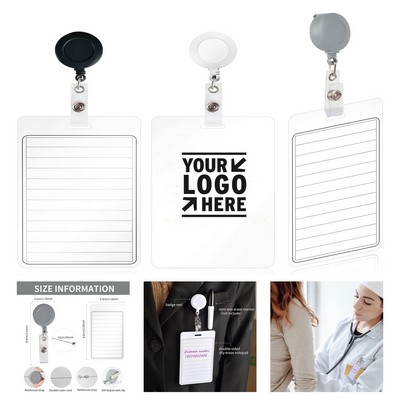 3 x 5 Inch Erasable Notepad Badge with Retractable Clip