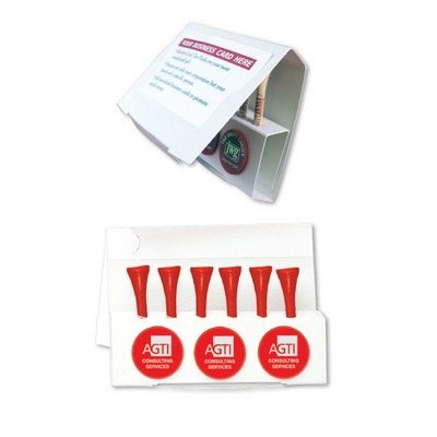 BUSINESS CARD TEE PACK - 6- 2 3/4" Golf Tees & 3 Ball Markers