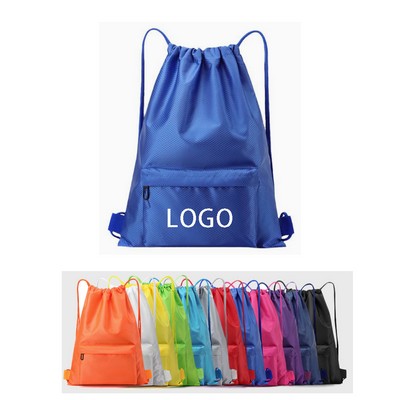 Sport Zipper Pocket Drawstring Backpack
