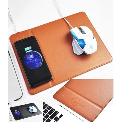 2 in 1 5W PU Wireless Mouse Pad