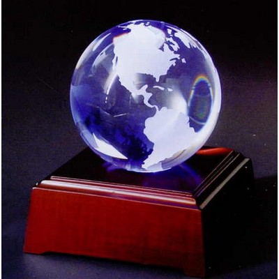 Crystal Globe Award on LED Lighting Black Wood Base