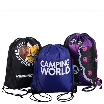 14" X 17" Polyester colorful drawstring backpack