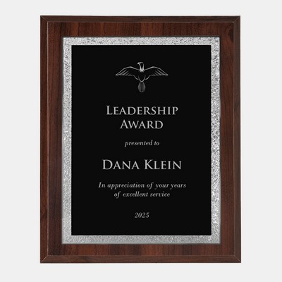 Black/Silver Victory Plate on High Gloss Cherrywood Finish Plaque (S)