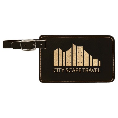 4.25" x 2.75" Black/Gold Leatherette Luggage Tag