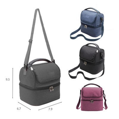 Lunch Bag Double Decker Leakproof Adult Small Cooler Insulated Lunchbox Thermal Tote Drink Cool Bag