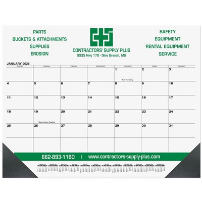 Black 13-Month Calendar Desk Pad w/One Color Imprint (21¾" x 17")