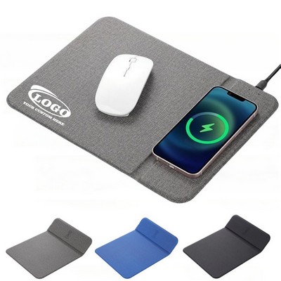 2 in 1 High Speed Wireless Charging Mouse Pad with Kickstand