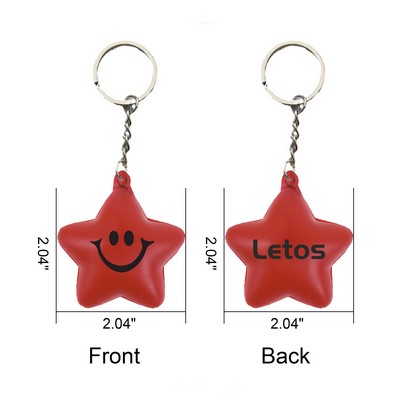 2 1/16"High Quality PU Material Stress Relieving Smiley Face Multicolour Customizable Keychain