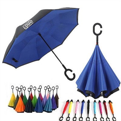 C Shape Hand Double Layer Inverted Reverse Inverse Umbrella
