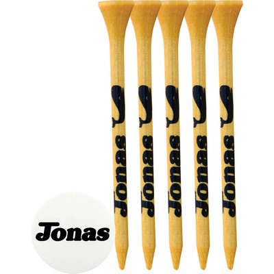 5 Golf Tees & Ball Marker Pack