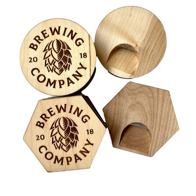 3.5" - Round Wood Bottle Opener Coaster