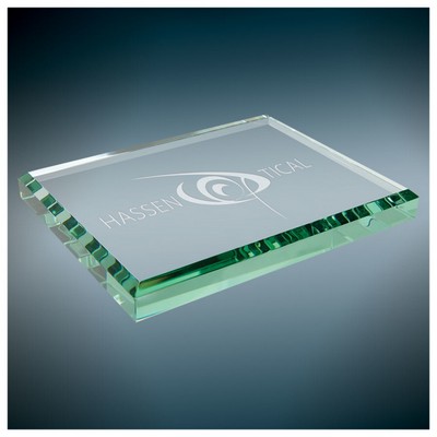 4.5" x 3.5" x.5" Jade Glass Paperweight