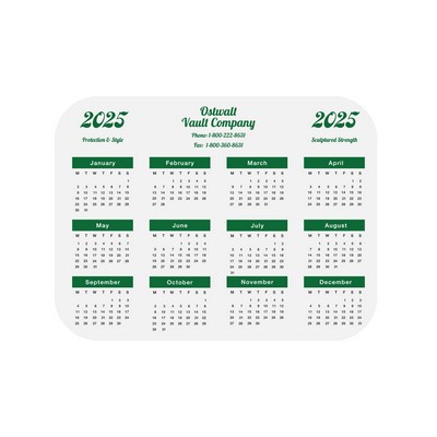 6" X 8" Calendar Hard Surface Full Color Mouse Pad 1/8" Rubber Base