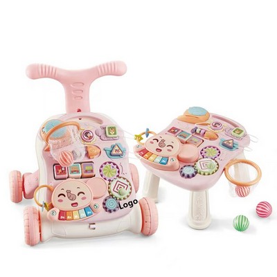 3 in 1 Baby Push Walker Activity Center Table Early Musical Infant Learning Toy