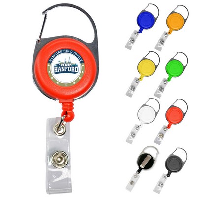 Round Shape Carabiner Retractable Badge Reel