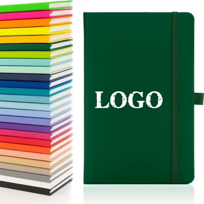 A5 Custom PU Leather Hardcover Lined Journal Notebook w/192 Numbered Pages MOQ100PCS