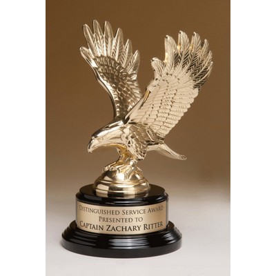Cast Metal Eagle Figure w/ Gold Finish (9")