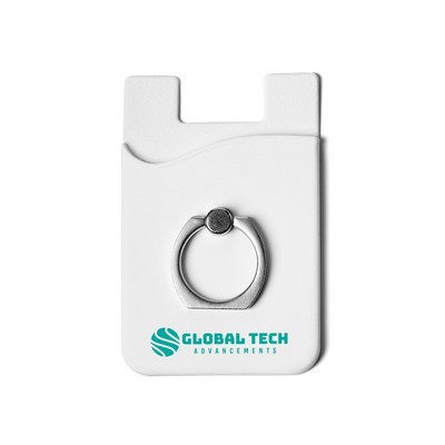 Silicone Card Holder with Metal Ring Phone Stand
