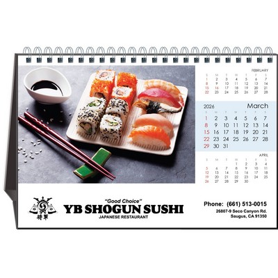 Sushi Time 2026 Desktop Calendar w/Full Color Hardboard Easel
