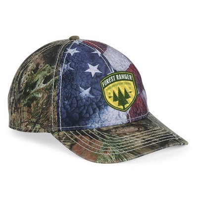 Outdoor Cap SUS100 Camo Cap with Flag Sublimated Front Panels