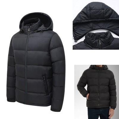 Full Zip Hooded Quilted Puffer Jacket