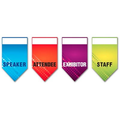 USA Made Tall Pointed Botton Paper Badge Ribbon Full-Color (2"x3.5")
