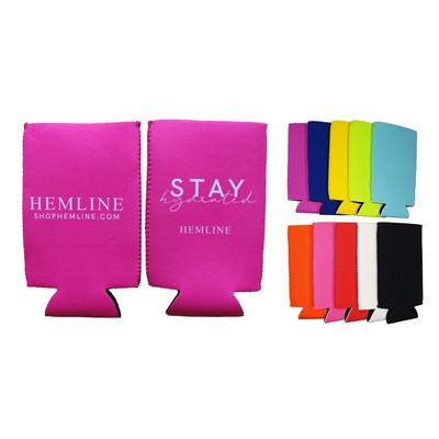 Slim Neoprene Slim Can Cooler with Side Stitching, 2-side print, Full color