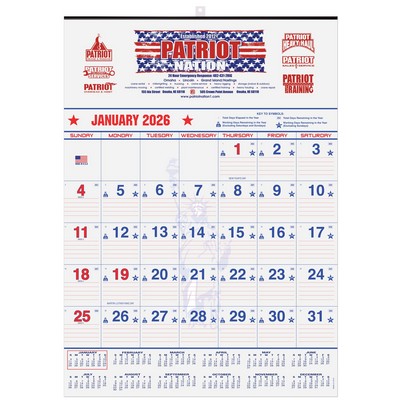 Patriotic Red & Blue Contractor Calendar w/2 Color Imprint (18"x25")