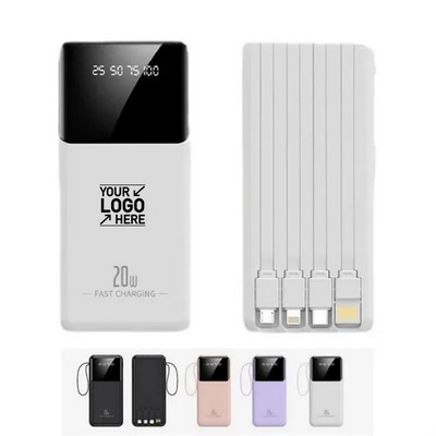 20000mAh Portable Charger with 4 Built-in Cables