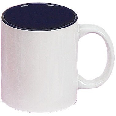 11oz Two-Tone Ceramic Mug, White Out/Cobalt In