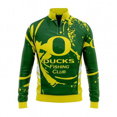 Long Sleeve Fishing Quarter Zip T-Shirt Sublimated 165G Mesh