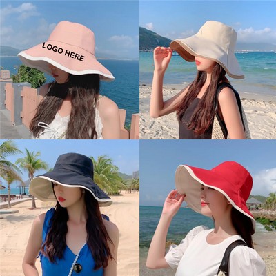 Summer Casual Wide Brim Cotton Bucket Hat