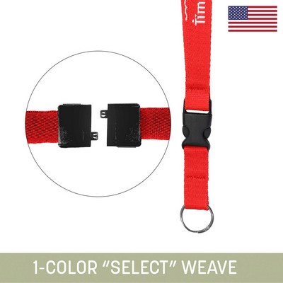 3/4" Woven Detachable Lanyard w/ Split Ring and Back Breakaway- "Select" We