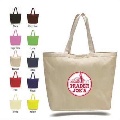 Canvas Big Tote Bag w/ Self Fabric Handle